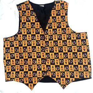 Vintage Halloween Vest Unisex - Size L/XL Witches Jack O'Lanterns